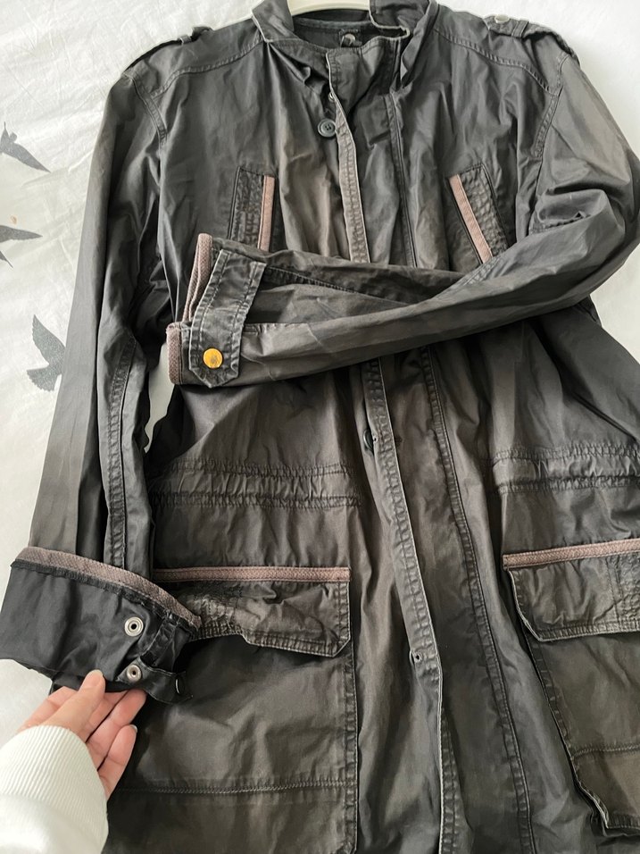 Gri Kemerli Midi erkek  trençkot - Görsel 3