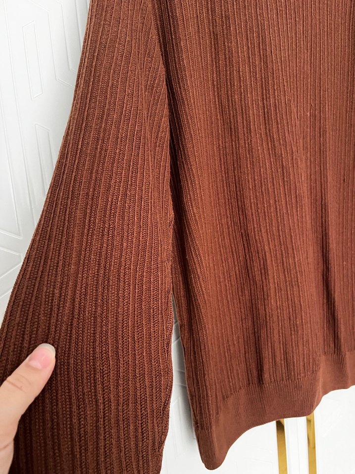 Kahverengi Erkek Uzun Kollu Triko Kazak - Görsel 2