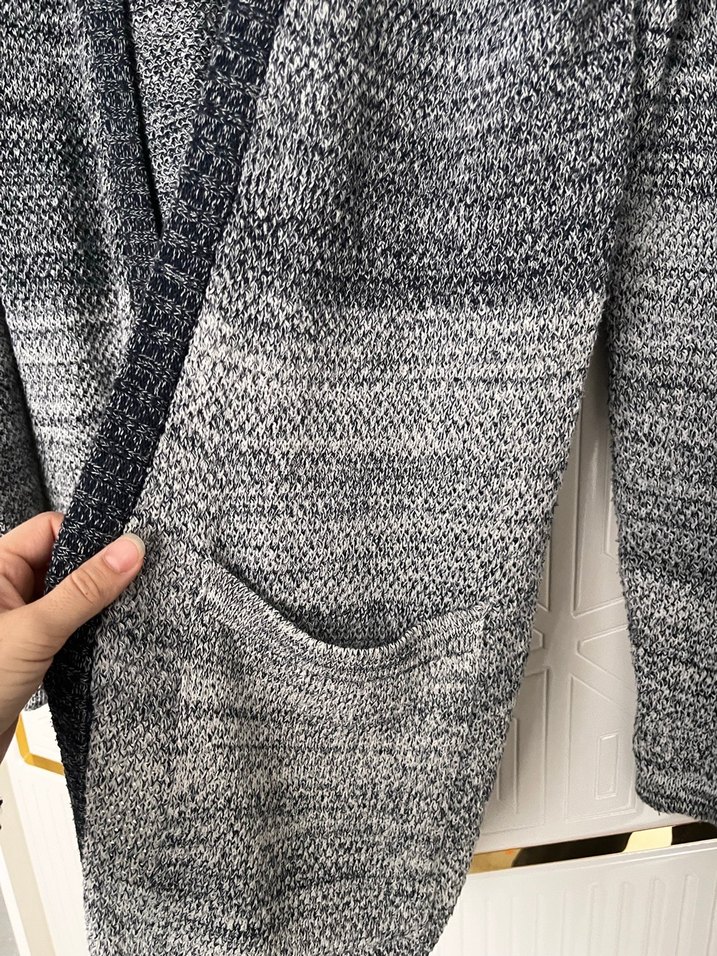 Gri Uzun erkek hırka - Görsel 2