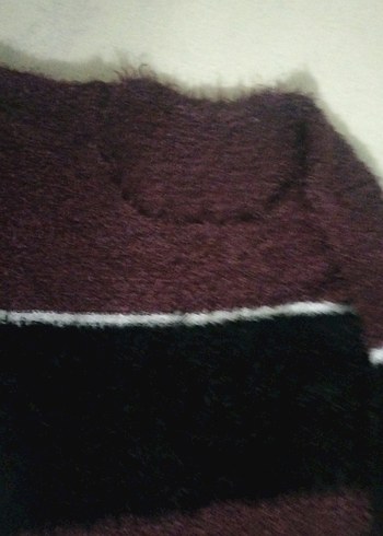 Bordo Siyah Triko Kazak oversize - Görsel 3