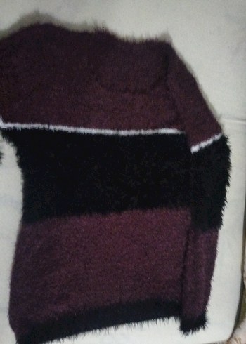 Bordo Siyah Triko Kazak oversize - Görsel 2