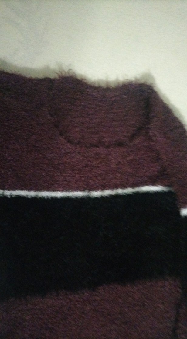 Bordo Siyah Triko Kazak oversize - Görsel 3