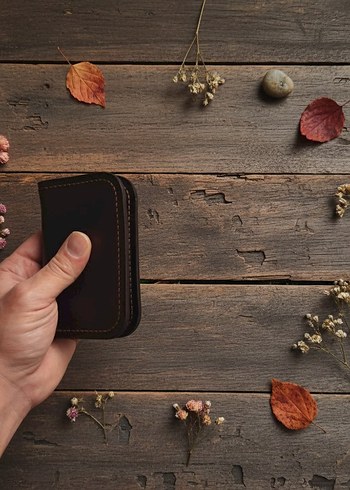 Koyu Kahverengi Minimalist Erkek Cüzdanı - Görsel 4