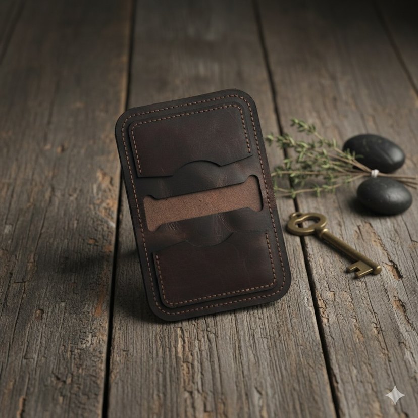 Koyu Kahverengi Minimalist Erkek Cüzdanı - Görsel 2