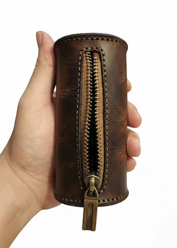 Deri Fermuarlı Kahverengi Kadın Cüzdanı - Görsel 2