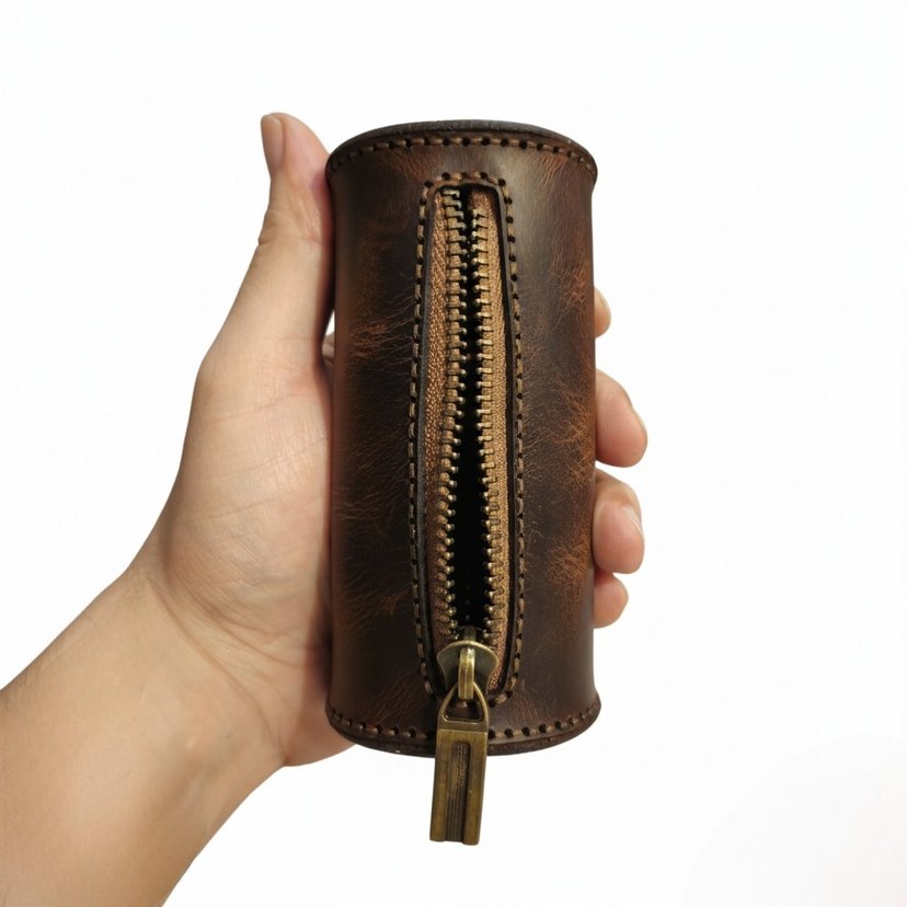 Deri Fermuarlı Kahverengi Kadın Cüzdanı - Görsel 2