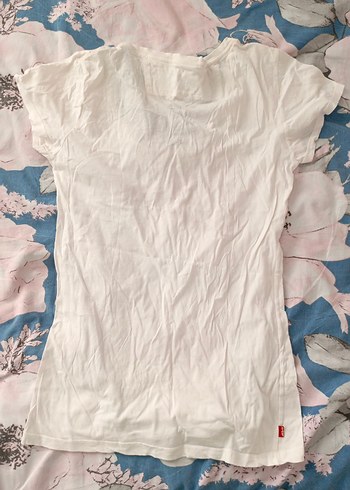 V Yaka Kısa Kollu Pamuklu tişört - Görsel 2