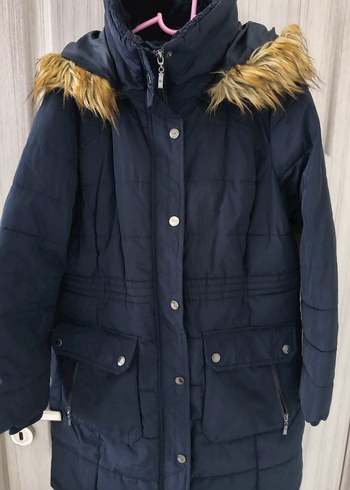 Siyah Kürklü Kadın Midi Kaban - Görsel 2