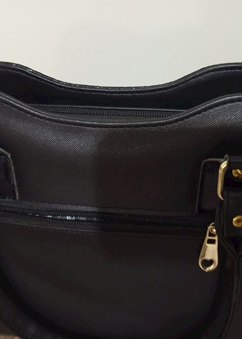 Siyah Parlak Yılan Desenli Deri Kadın Çanta - Görsel 2