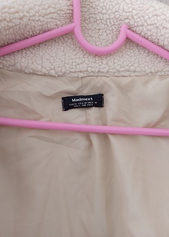 Beyaz Yüksek Yakalı Peluş Kadın Ceket - Görsel 2