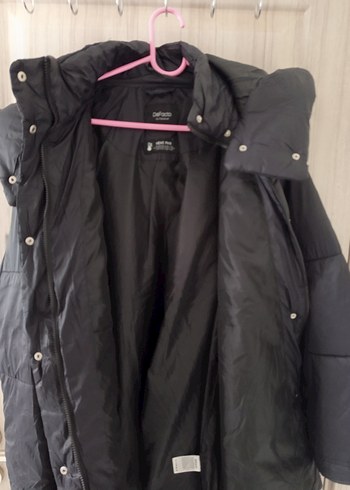 Siyah Midi Kadın Kışlık Düğmeli Mont - Görsel 3