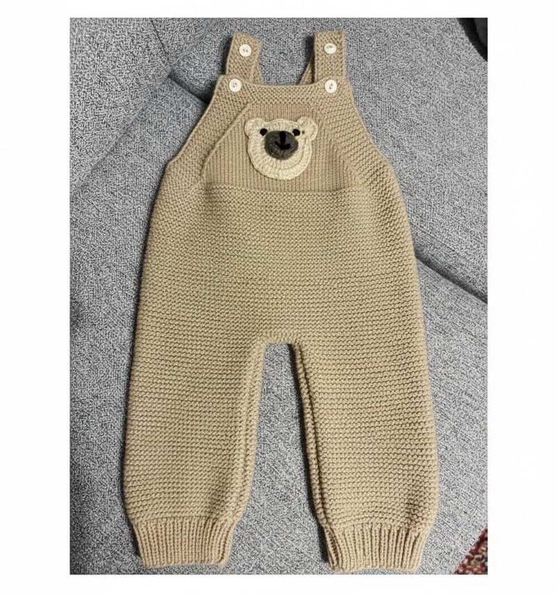 Gri Uzun Kollu Erkek Örgü Tulum - Görsel 2