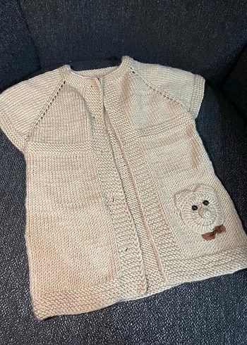 Kız erkek Çocuk Bej Örgü Hırka - Görsel 4