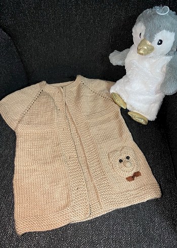 Kız erkek Çocuk Bej Örgü Hırka - Görsel 2