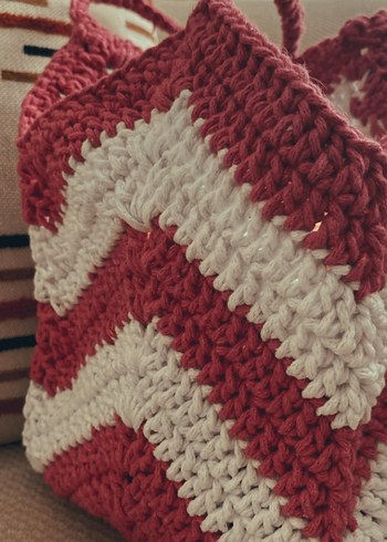 Pembe Örgü Bohem Kadın Çanta - Görsel 2