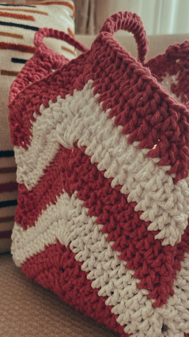 Pembe Örgü Bohem Kadın Çanta - Görsel 2