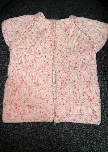 Kız  erkek Çocuk Pembe Kısa Kollu Örgü Hırka - Görsel 2