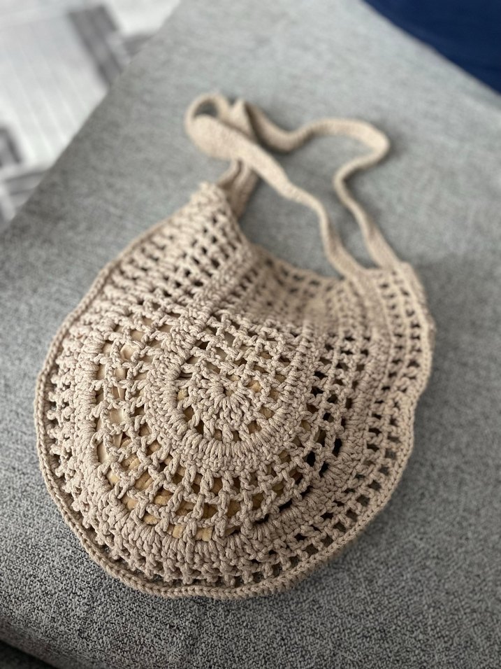 Bej Dantel Detaylı Örgü Kadın Çanta - Görsel 3