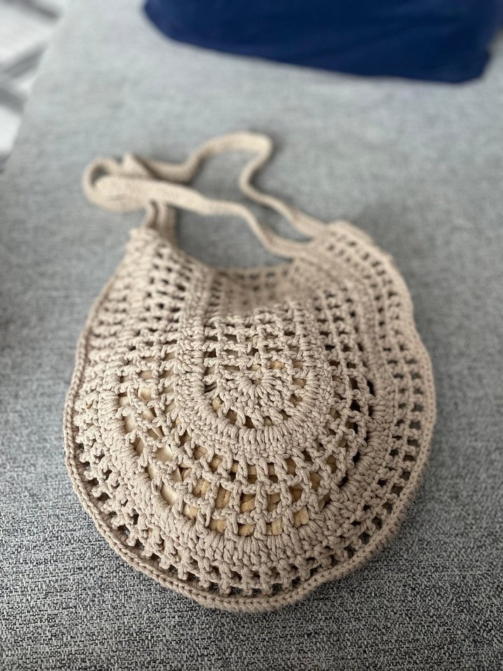 Bej Dantel Detaylı Örgü Kadın Çanta - Görsel 2