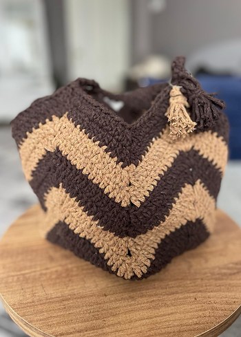 Bohem Örgü Kadın Çanta Kahverengi - Görsel 3