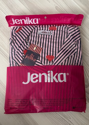 Jenika Pembe Çizgili Uzun Kollu Pijama Takımı - Görsel 2