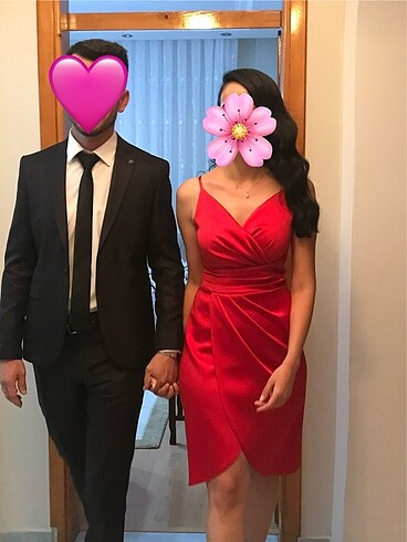 Kırmızı saten midi elbise