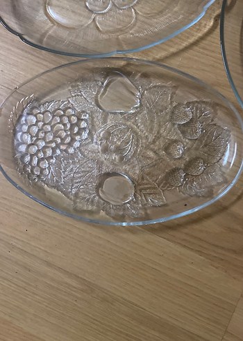 Vintage Çiçek Desenli Cam Tabak Seti - Görsel 2