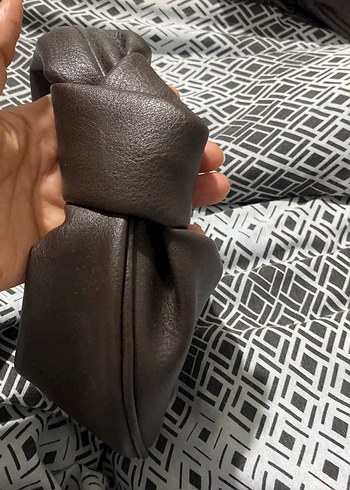 Kahverengi Deri Fermuarlı Yılan Desenli Çanta - Görsel 3