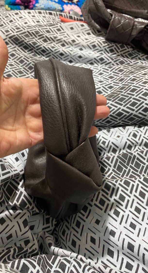 Kahverengi Deri Fermuarlı Yılan Desenli Çanta - Görsel 2