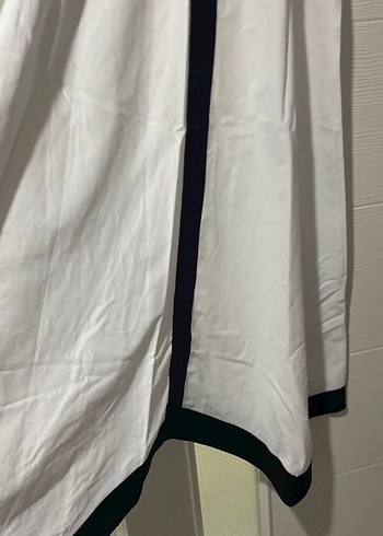 V Yaka Siyah Beyaz Uzun Elbise - Görsel 2