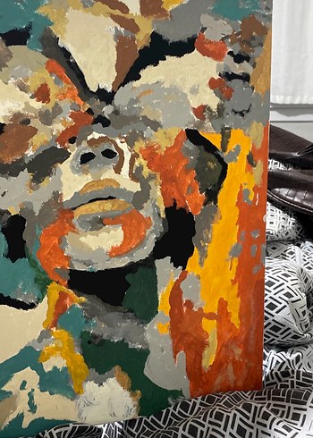 Soyut Çok Renkli Portre Tablosu - Görsel 3