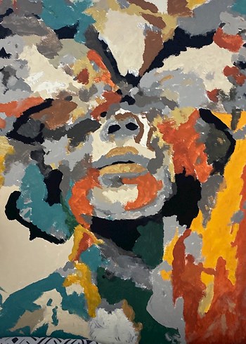 Soyut Çok Renkli Portre Tablosu - Görsel 5