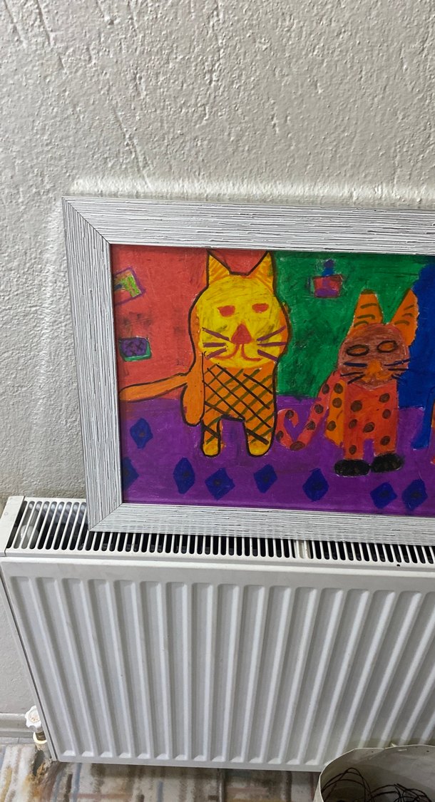 Renkli Üç Kedi Tablosu - Görsel 2