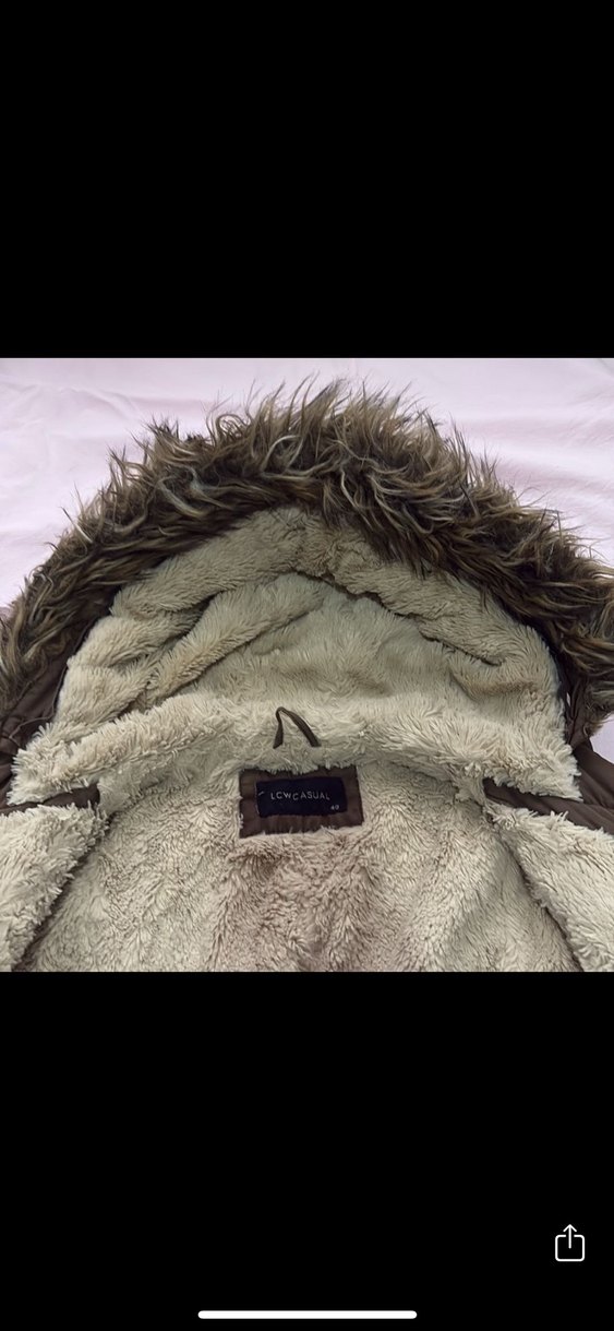 LCW Peluş Detaylı haki parka - Görsel 5