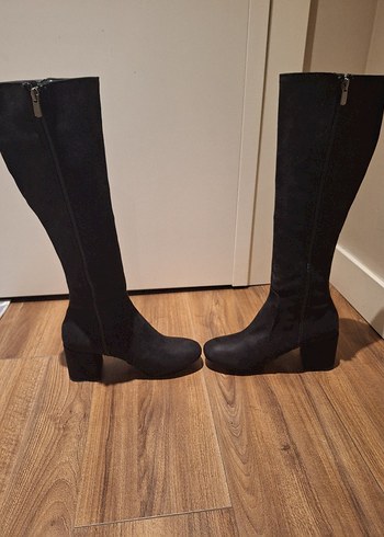 Siyah Süet  Stiletto Çizme - Görsel 4