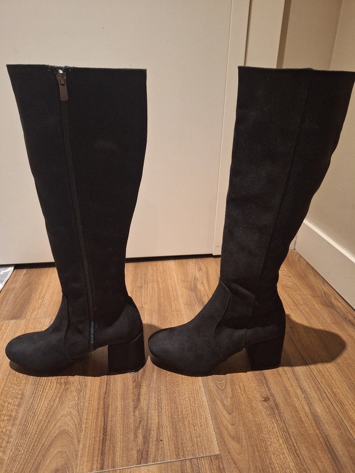 Siyah Süet  Stiletto Çizme - Görsel 3