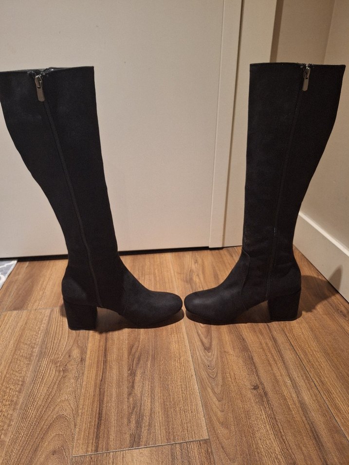 Siyah Süet  Stiletto Çizme - Görsel 4