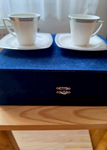 Gri Desenli Beyaz Porselen Fincan Seti - Görsel 5