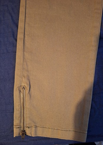 Haki Kadın Pantolon Midi Boy Fermuarlı - Görsel 2