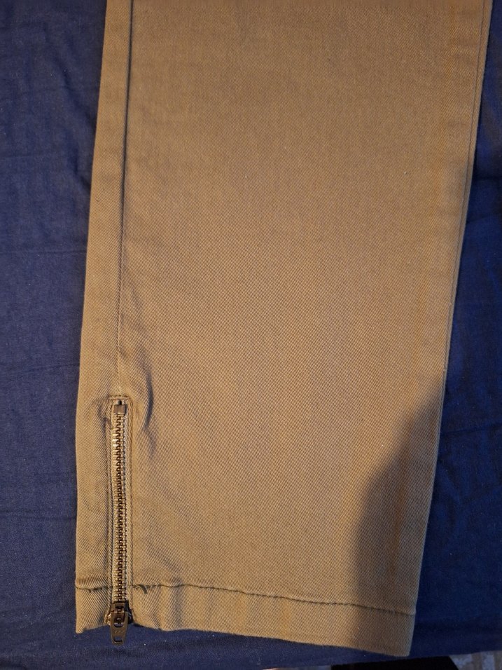 Haki Kadın  Pantolon Midi Boy Fermuarlı - Görsel 2