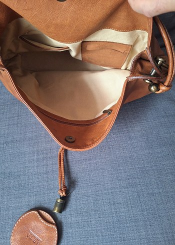 Kahverengi Deri Kadın Omuz Çantası ve Ayna - Görsel 10