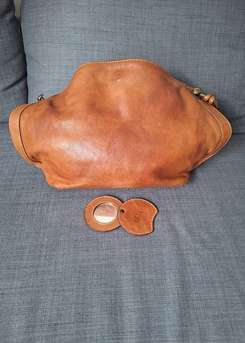 Kahverengi Deri Kadın Omuz Çantası ve Ayna - Görsel 3