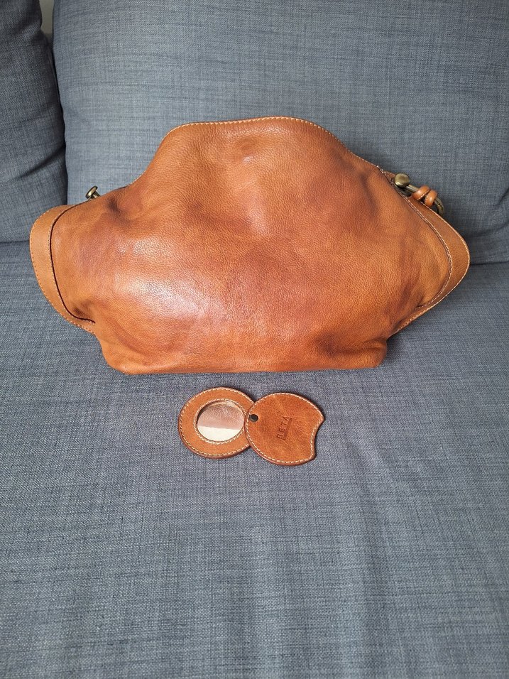 Kahverengi Deri Kadın Omuz Çantası ve Ayna - Görsel 3