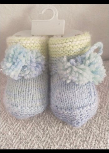 Kız Çocuk Mavi Örgü Patik - Görsel 2