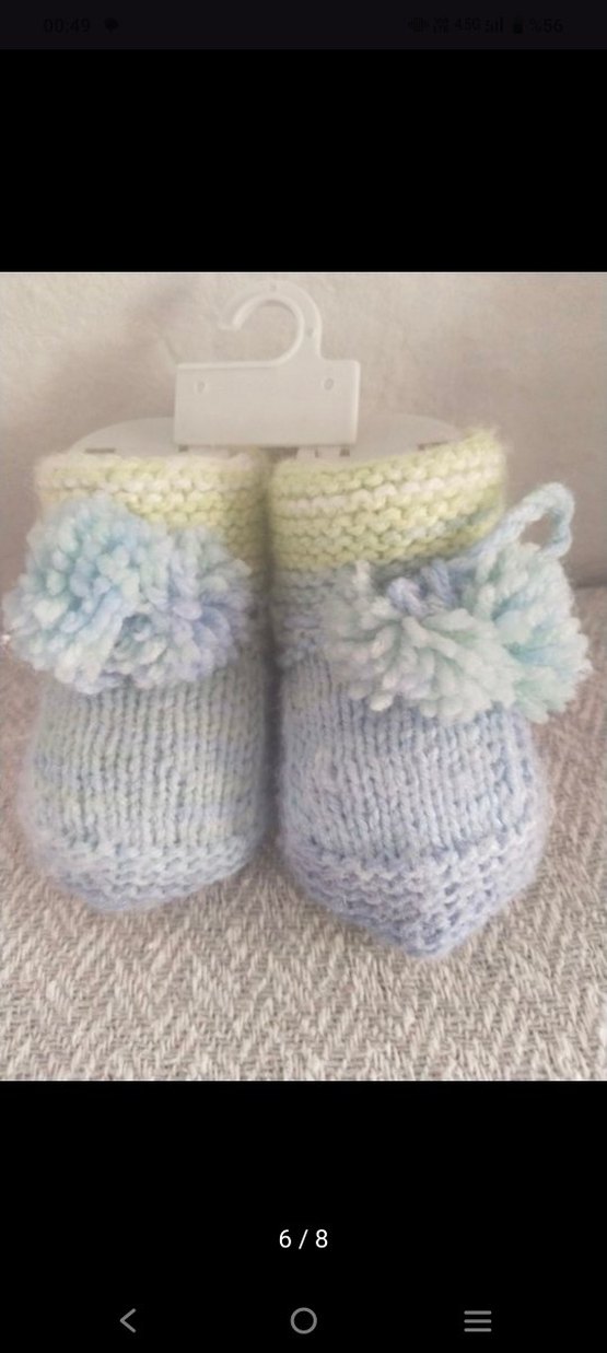 Kız Çocuk Mavi Örgü Patik - Görsel 2