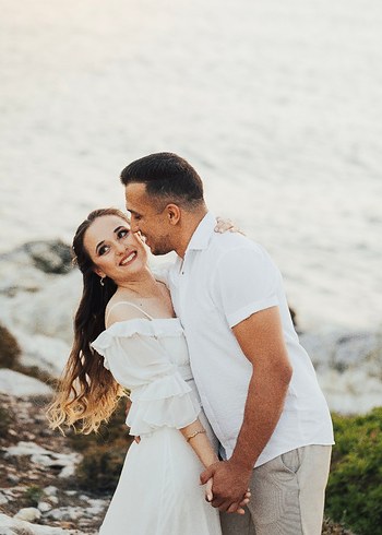 Uzun Beyaz Bohem dış çekim elbise - Görsel 5