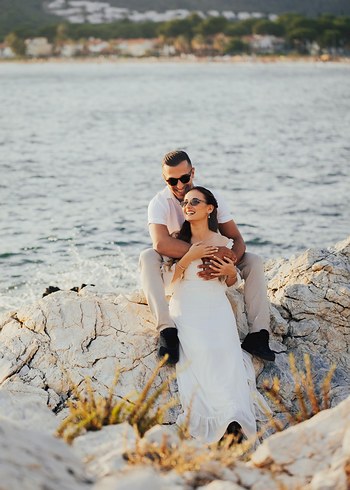 Uzun Beyaz Bohem dış çekim elbise - Görsel 3