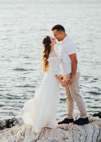 Uzun Beyaz Bohem dış çekim elbise - Görsel 4