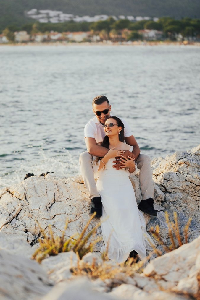 Uzun Beyaz Bohem dış çekim elbise - Görsel 3