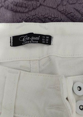 Beyaz Kadın Pamuk Kumaş Pantolon - Görsel 2